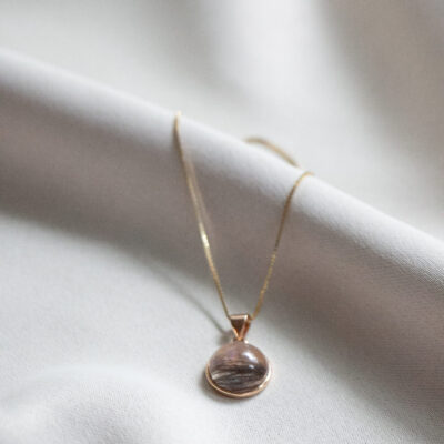 pet hair S925 silver gold necklace w/ bezel pawdant | 鍍金S925 silver項鍊配四爪寵物毛髮吊墜