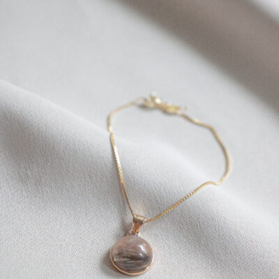 pet hair S925 18k gold bracelet w/ bezel pawdant | S925鍍金手鍊配寵物毛髮吊墜
