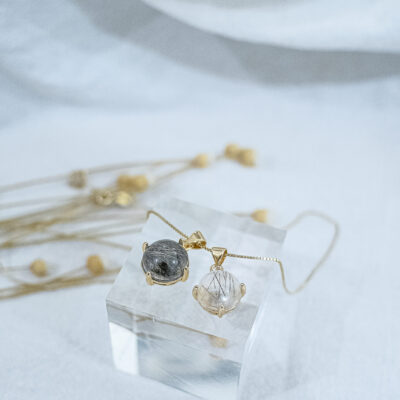 pet hair S925 silver necklace w/ two pawdants | 鍍金銀項鍊配雙寵物毛髮吊墜